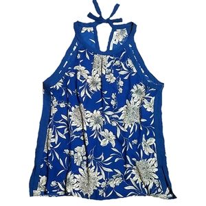 Collective concepts blue floral halter top shirt